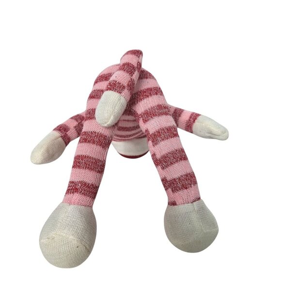 Pink Red Stripe Sock Monkey Valentine Plush Toy 14.5" - Picture 5 of 5
